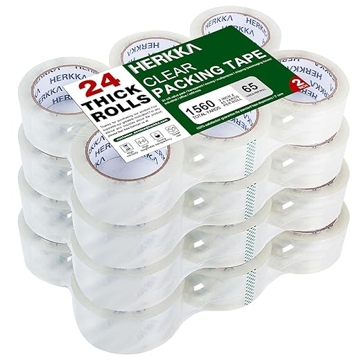 HERKKA Clear Packing Tape, 24 Rolls Heavy Duty Packaging Tape by HERKKA