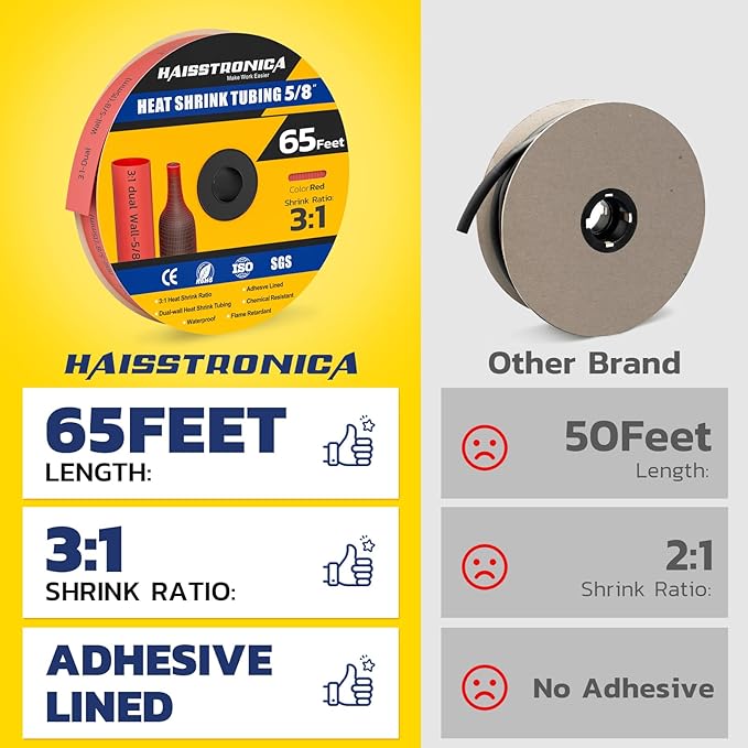 haisstronica 3:1 Heat Shrink Tubing, Shrink Ratio Adhesive Lined Marine Grade - Image 2