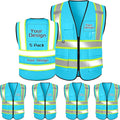 Custom Safety Vest with Logo Pockets High Visibility Reflective Vests by CustomTok