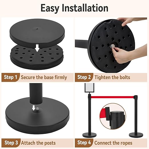 INMOZATA 6 Pack Retractable Belt Stanchions, Sign Holders, Heavy-Duty Steel - Image 4