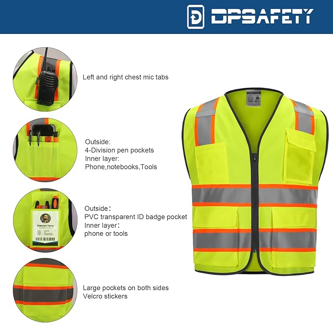 High visibility Class 2 Safety Vest，Hi Vis Vest - Image 3
