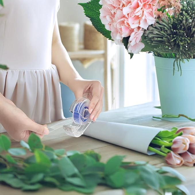 18 Pcs Transparent Tape with Dispenser, 0.7 x 1000 in Blue Core Clear Tape - Image 6