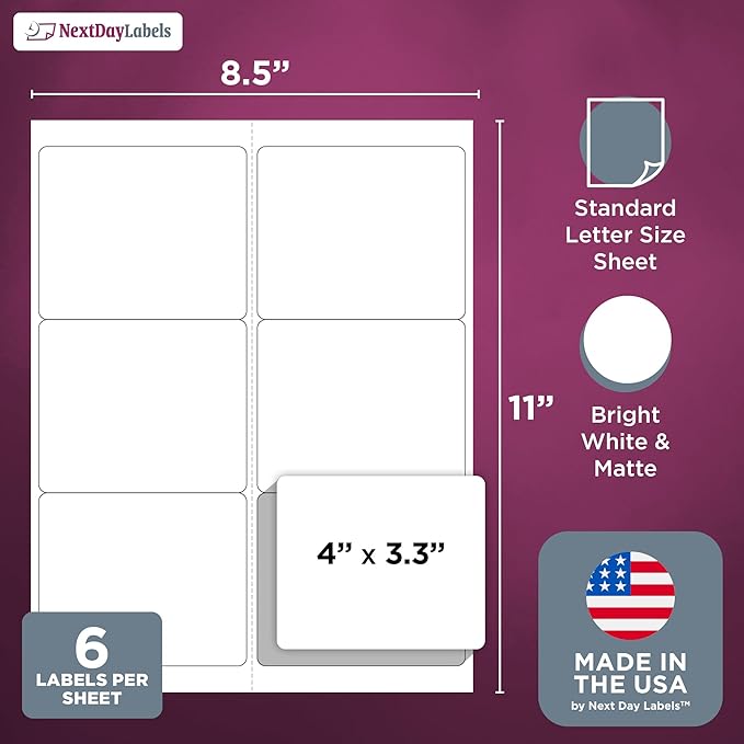NextDayLabels – 4" x 3-1/3" Rectangular Sticker Labels - Image 2