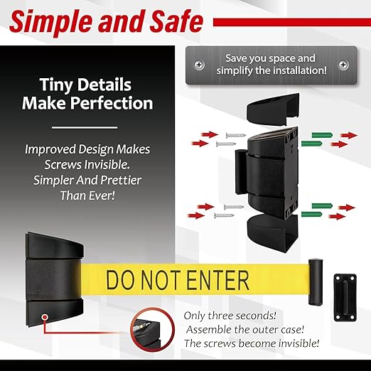 DuraSteel Wall Mount Crowd Control Retractable Belt Barrier - Image 5