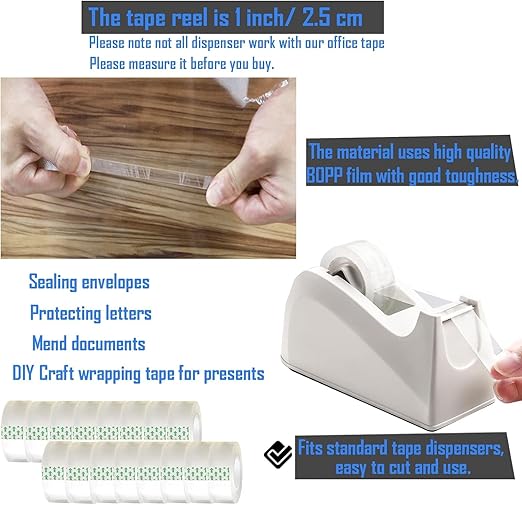 144 Pack Clear Tape Transparent Tape Refills Rolls Each Roll 3/4 x 1000 Inches - Image 3