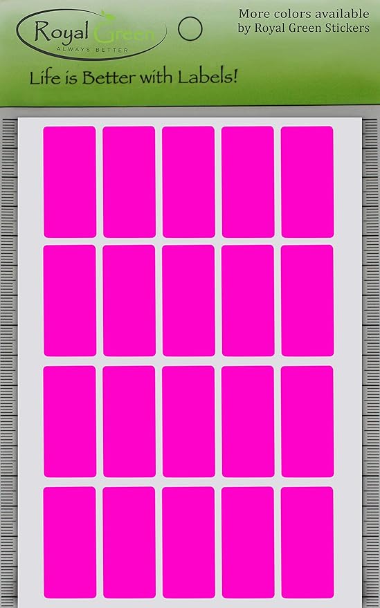 Royal Green Neon Pink Rectangular Multicolored Stickers 1.57 inch x 0.75-1000 - Image 7