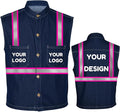 YOWESHOP Men's Reflective Safety Denim Vest，Custom Safety Outdoor Denim Work by YOWESHOP