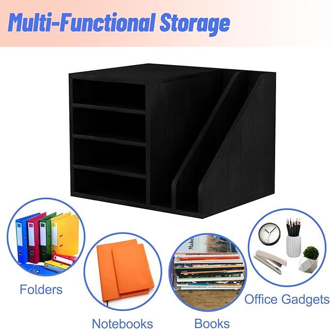 Wood Desk Organizer File Holder, Wooden Mail Organizer Countertop - Image 2