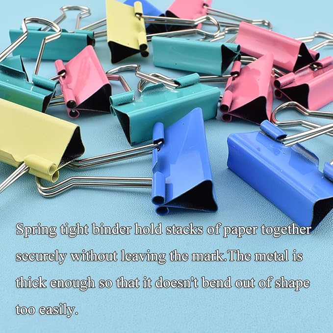 HAHIYO Binder Clips Paper Clamps Spring Steel Sturdy Medium 1.26 inches Width - Image 5