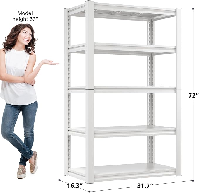 Raybee 72''H Garage Shelving, Storage Shelves 2010LBS, Adjustable 5 Tier Metal - Image 2