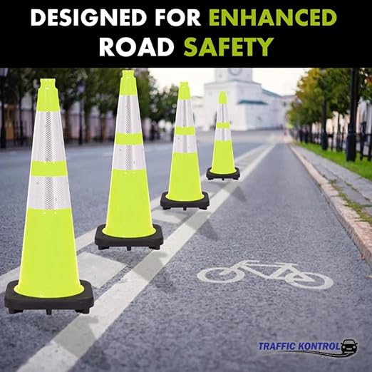 32 Pack 36" Inch Lime Traffic Safety Cones - Image 5