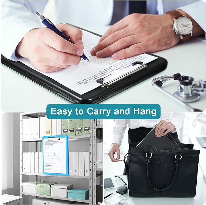 4 Pieces Clipboard with Storage Plastic Storage Clipboard Nursing Foldable Clip - Image 7
