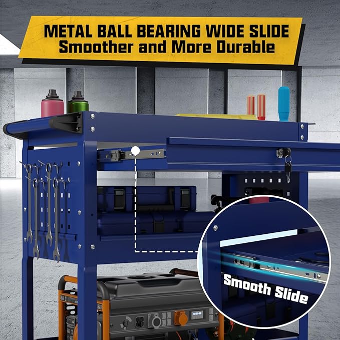 3 Tier Rolling Tool Cart on Wheels, 450 LBS Capacity Tool Cart - Image 3
