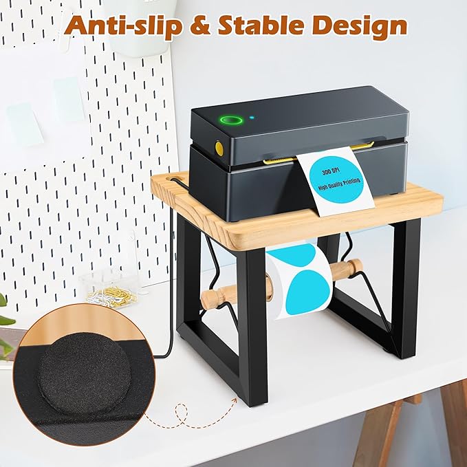 Shipping Label Holder for Thermal Printer, AHIER Wooden Thermal Label Holder - Image 3