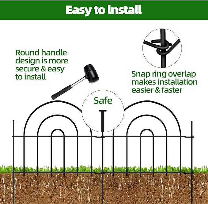 Decorative Garden Fence, 32 Panels No Dig Fence 45.3ft x13in Animal Barrier - Image 5
