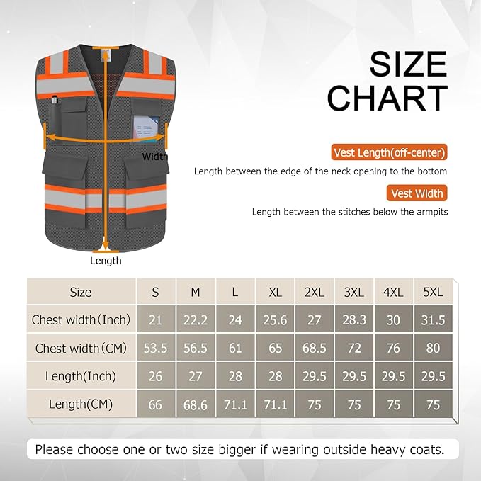 TCCFCCT Reflective Vest 5 Pockets Mesh Safety Vest - Image 4
