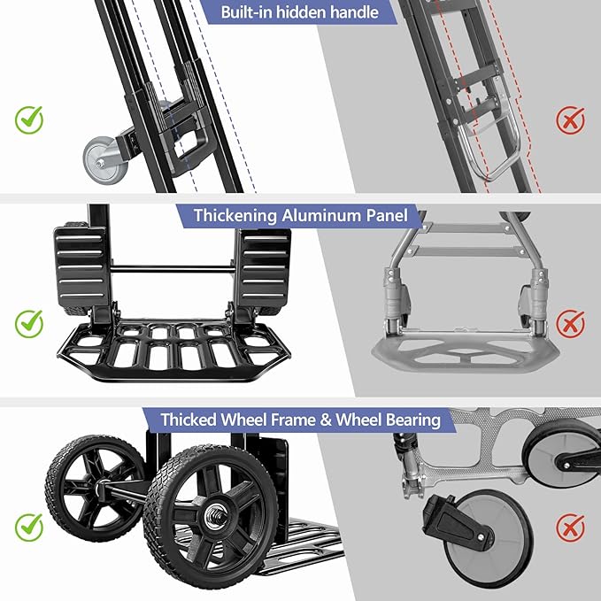 KEDSUM 3-in-1 Convertible Hand Truck Dolly, 600LBS Heavy Duty Dolly Cart - Image 3