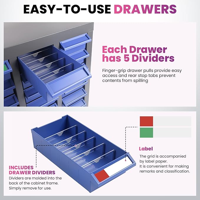 40 Drawers 21x9x25 Inch Bolt and Nut Organizer, Stainless Steel Parts Cabinet - Image 5