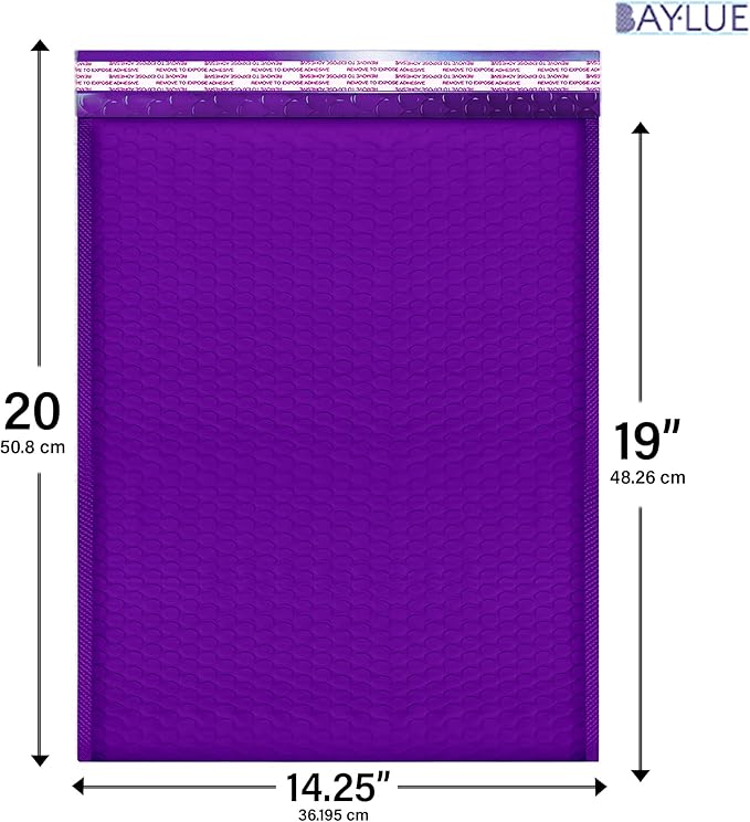 Purple Bubble Mailers #7 Extra Large Poly Mailers 14.5x19 Inch. Bubble Lined - Image 2