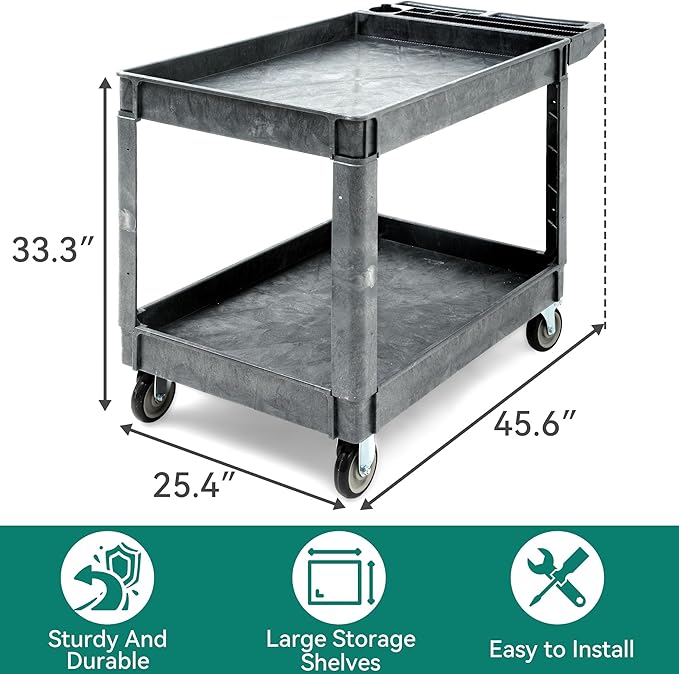 YITAHOME Utility Cart on Wheels, 550 lbs 2 Shelf Heavy Duty Rolling Carts - Image 4