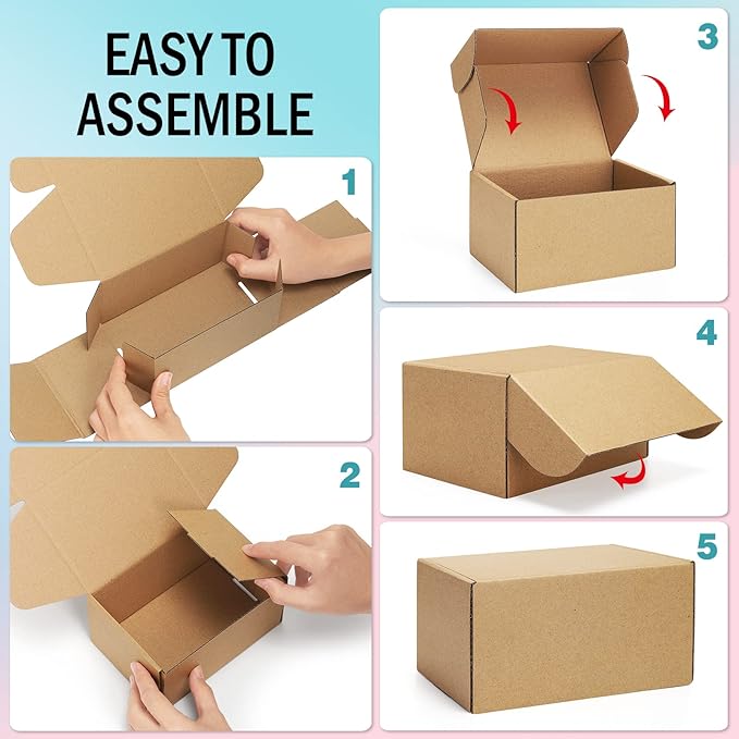 Shipping Boxes 9x6x2 inches Brown Small Mailing Boxes 25 Pack Cardboard - Image 5