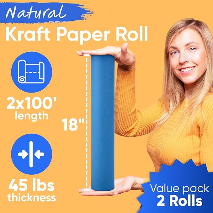 18" x 1200" Dark Blue Kraft Paper Roll, 45 lbs Thickness, Made in USA Colored - Image 3