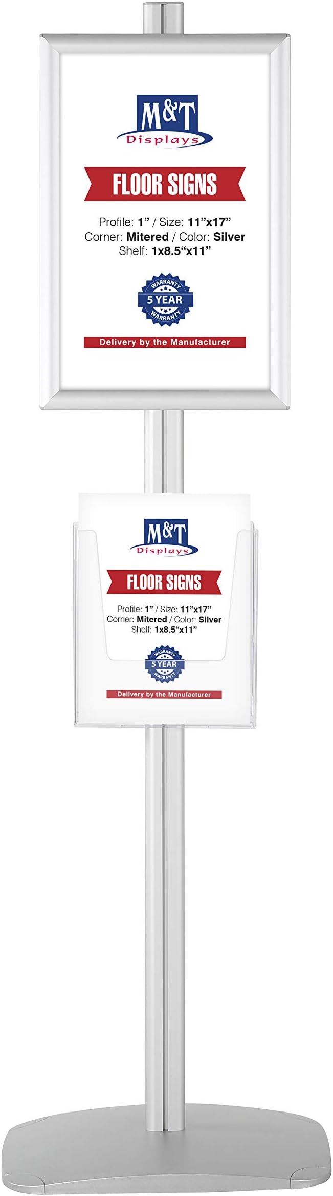M&T Displays Free Standing Aluminum Display Stand Double Sided Document - Image 2