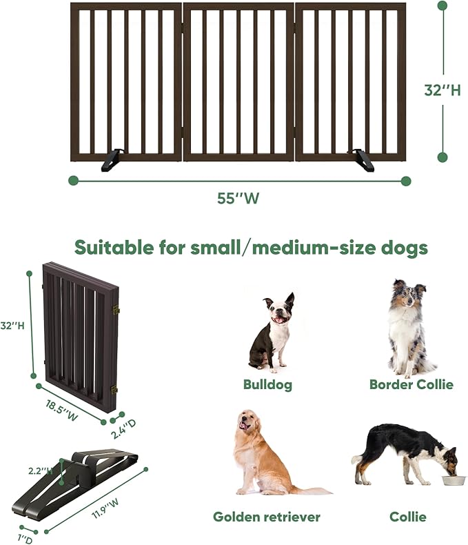 Dog Gates for Doorways, Tall Dog Gate Indoor, Foldable Pet Gates for Doorways - Image 2