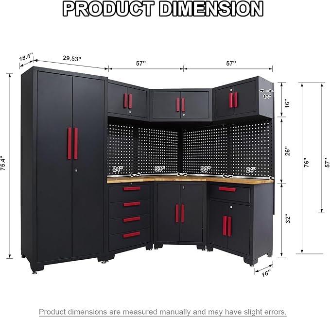16PCS Corner Garage Storage Cabinet System - Image 3