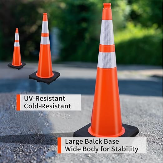 BESEA 6 Pack 36” Traffic Cones Orange Safety Road Cones - Image 4
