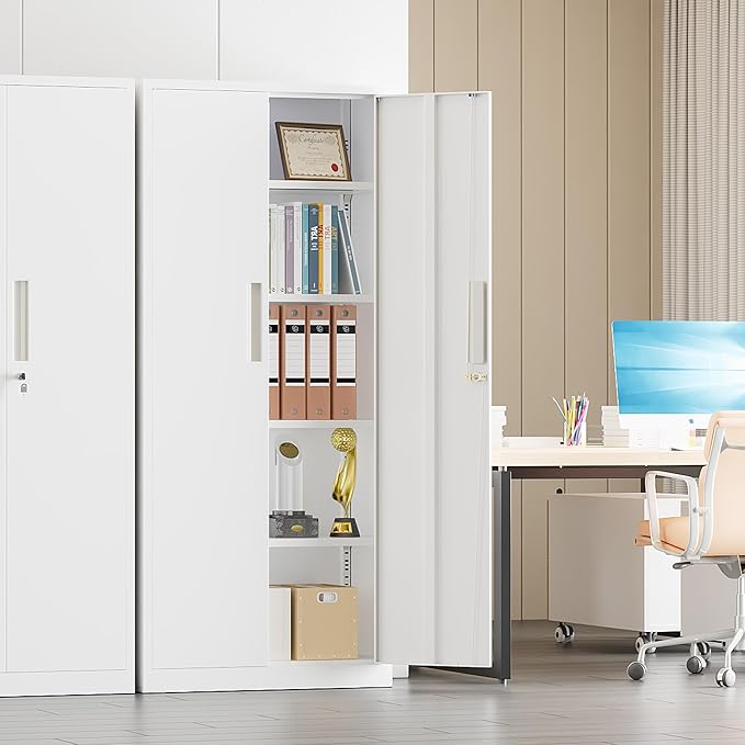 Crownland 63" Metal Storage Cabinet, Lockable Garage Storage Cabinets, High - Image 2