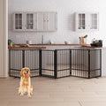 6 Panels Full Metal Freestanding Dog Gates by Unknown