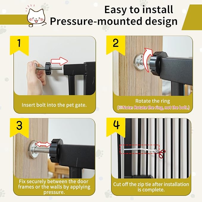 Lumizone Extra Tall Cat Gate 55.12" High Pressure Mounted Extra Wide 2025 New - Image 7