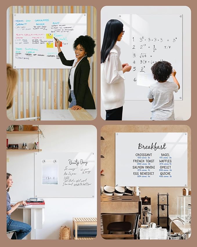 Mifuro Magnetic Glass Whiteboard，48"x36" Wall Mounted Frameless Dry Erase Board - Image 9