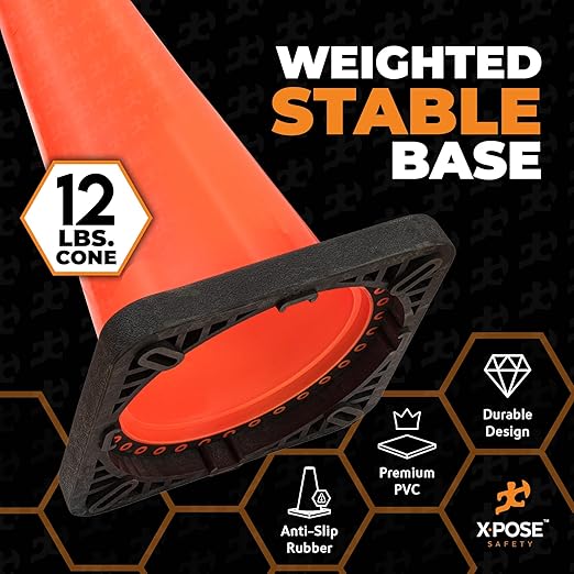 Xpose Safety 36 Inch Orange Traffic Cones Heavy Duty 12lb, Kids and Construction - Image 5