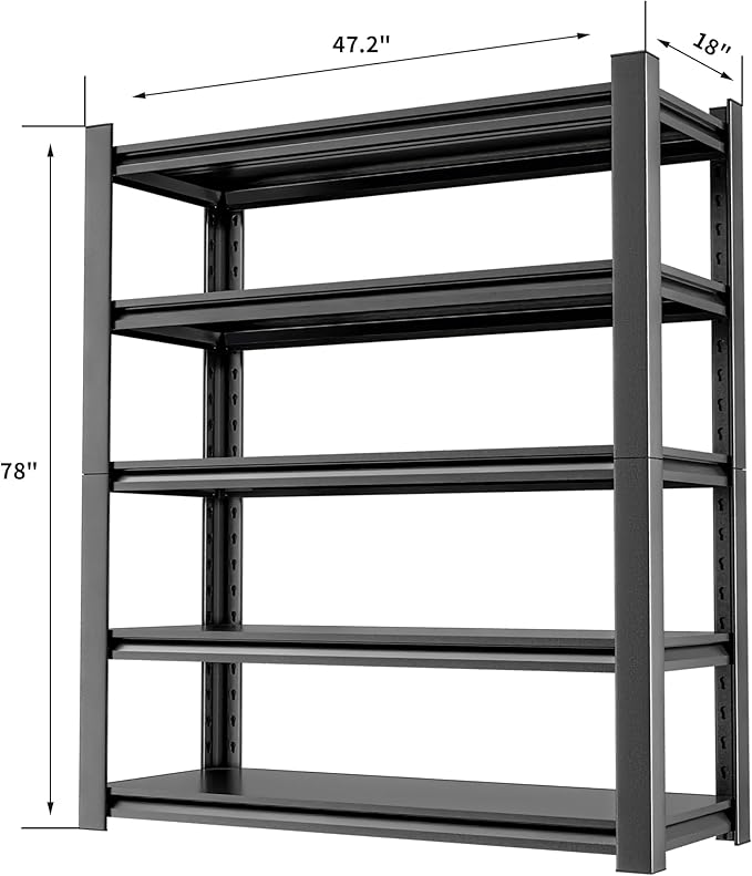 Heavy Duty Metal Storage Shelf, 5 Tier Industrial Shelving Unit - Image 3