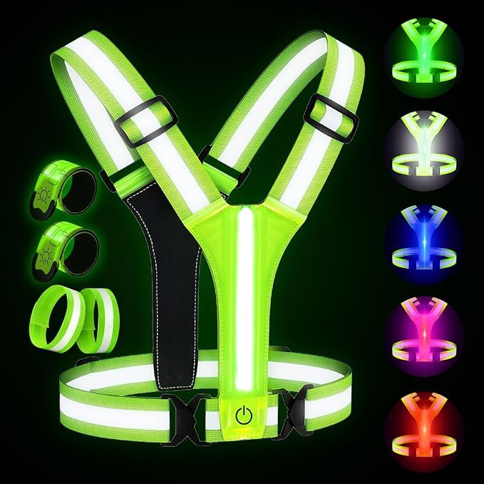 Reflective Running Gear with Led Armband Rechargeable, 5 Colors Lights Up by Vefhby