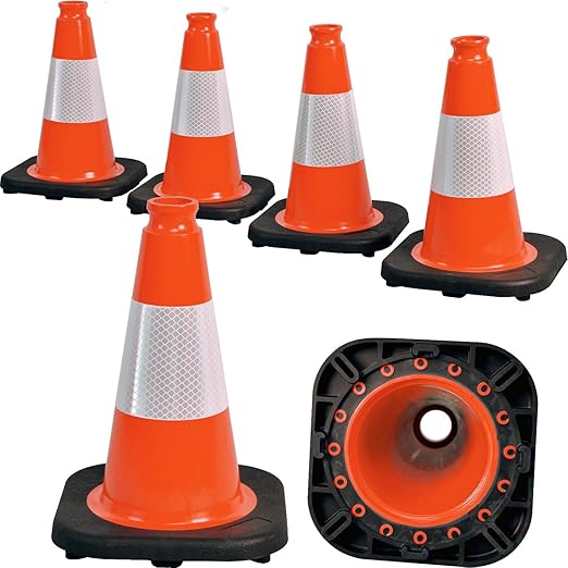 6 Pack 12" Inch Orange PVC Traffic Cones by OranLite