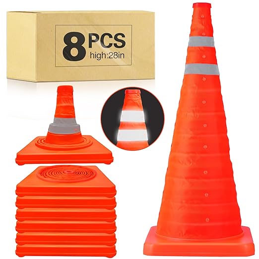 28 Inch Collapsible Traffic Safety Cones by TENKAIWICK