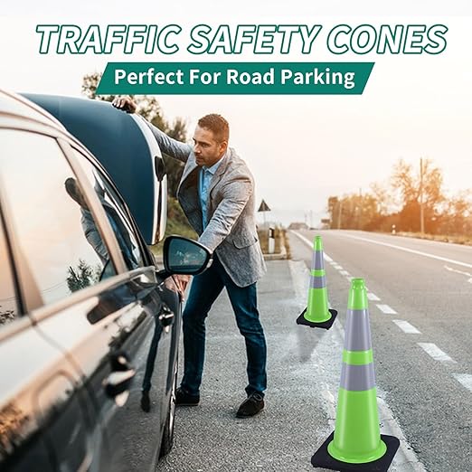 BESEA 6Pack 28" inch Traffic Cones Green Safety Cones - Image 3