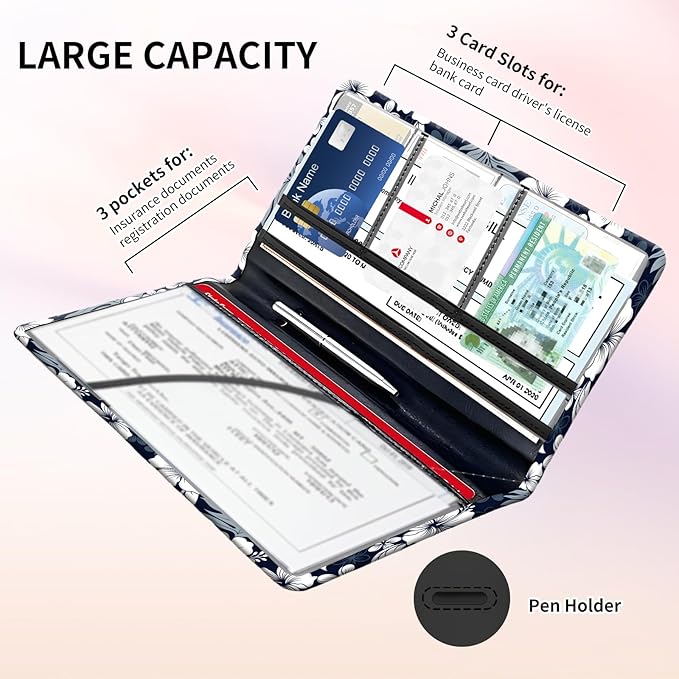 Premium Car Registration and Insurance Card Holder, Cute PU Leather Car - Image 4