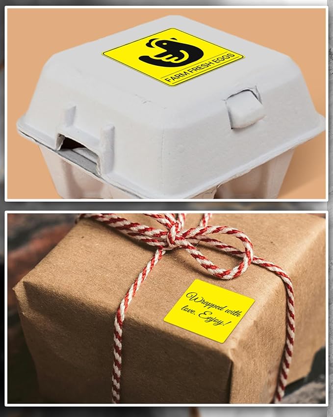 iEager Yellow Square Thermal Label Stickers, 500 Sheets/Roll - Image 7