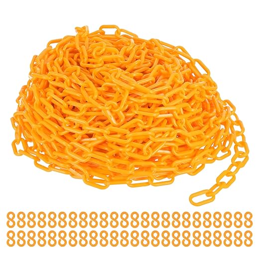 PATIKIL Plastic Chain Links, 100 Foot Safety Barrier Chain Yellow by PATIKIL