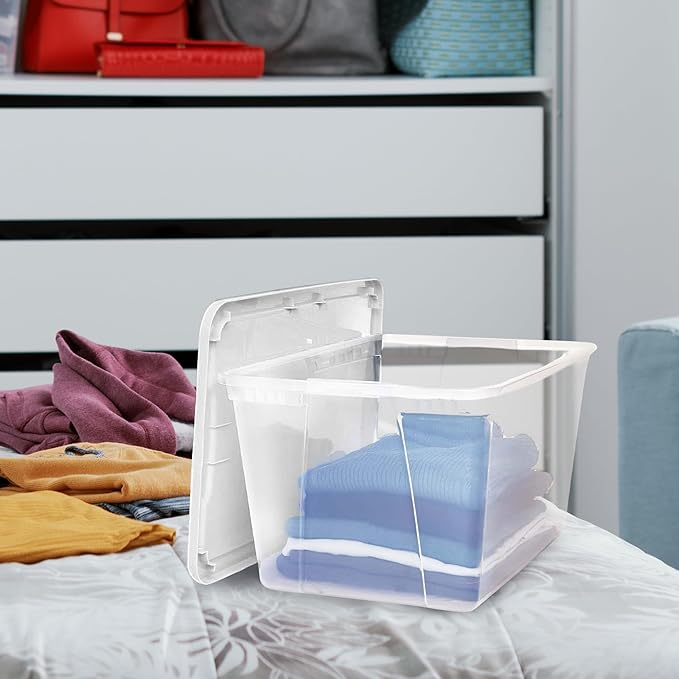 HOMZ 4-Pack Snaplock, Large Clear Plastic Storage Organizer Bins w/Lids - Image 9