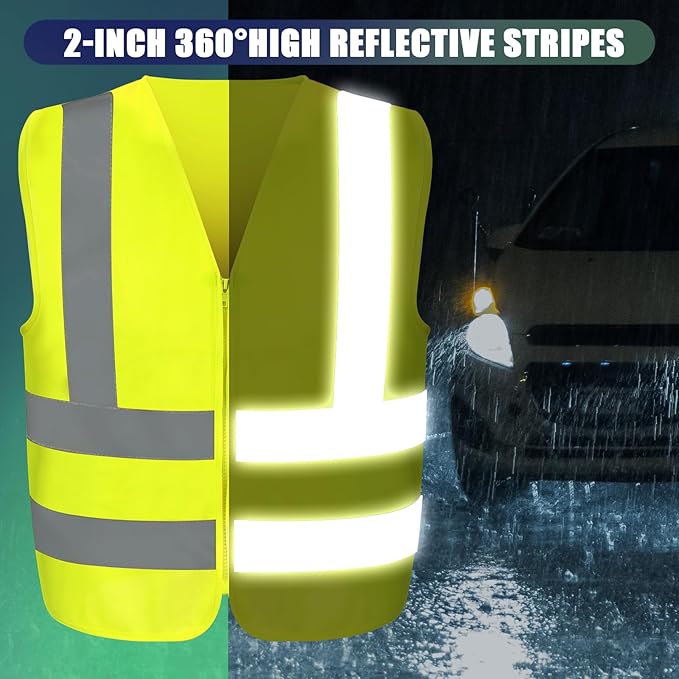 20 Pcs Reflective Safety Vest Yellow Reflective High Visibility Vest - Image 3