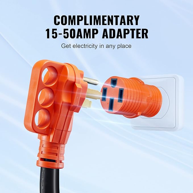 VEVOR 50 Amp RV Extension Cord, 15 ft, Heavy Duty STW 6/3+8/1 AWG RV Power Cord - Image 5