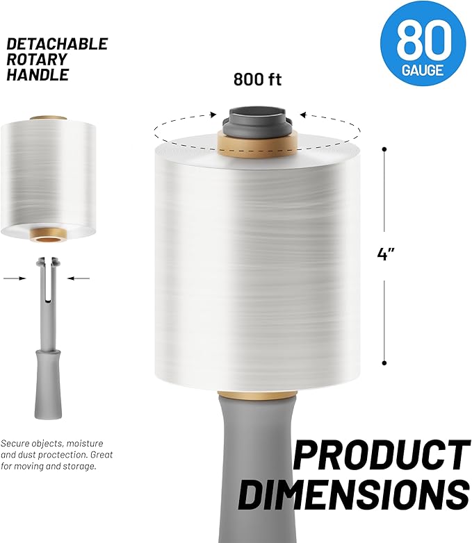 X-Wrap 6-Pack x 80 Gauge x 4”inch x 800ft, Mini Clear Stretch Wrap Film - Image 4