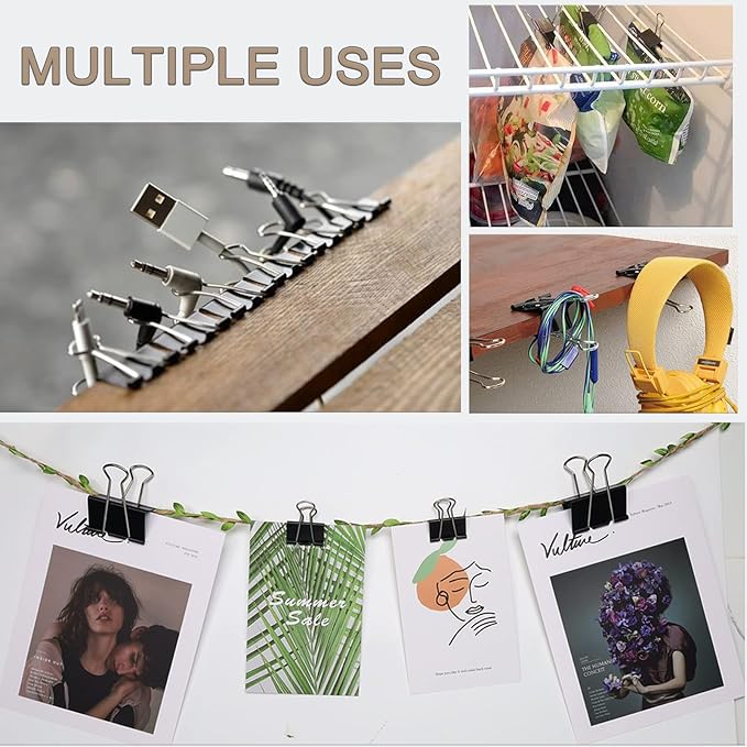 24pcs Binder Clips, 2 Inch Metal Paper Clips, Stationary Foldback Clips - Image 6