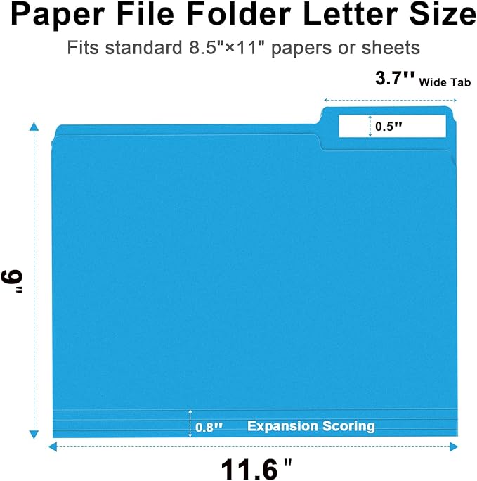 File Folder, RAZCC 150 Pack 1/3 Cut Tab File Folders Letter Size, Colored - Image 2