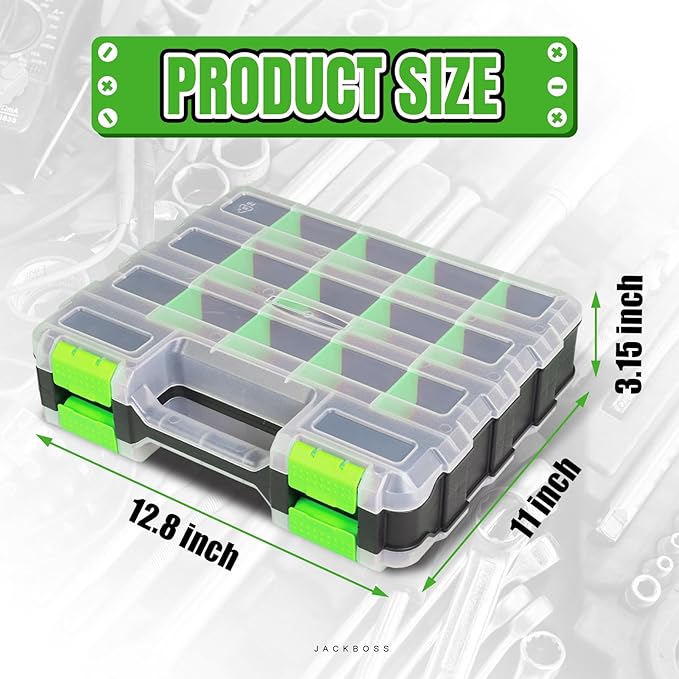 Tool Box with Transparent Lid, Double Side 34-Compartments Organizer Box with - Image 2